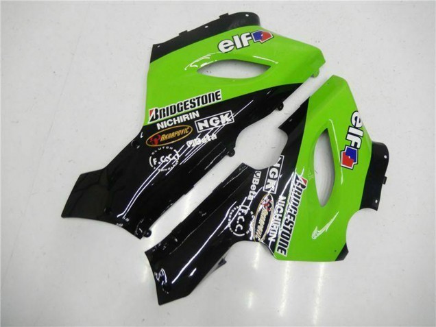 Preisgünstige Kawasaki ZX6R Motorrad Verkleidung 2005-2006 - Grun Glanzendes Schwarz Elf