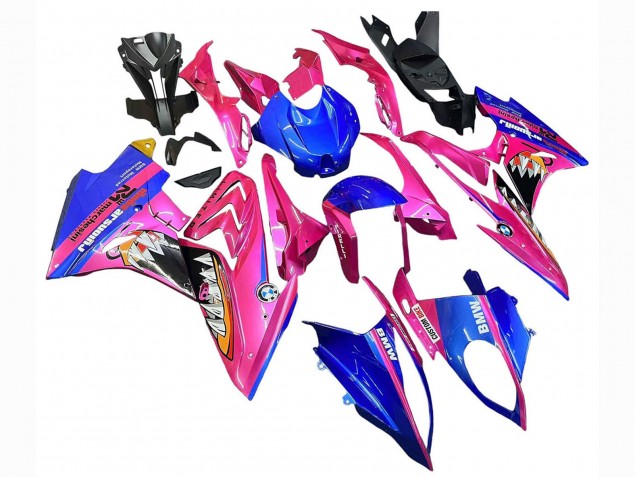 Preisgünstige BMW S1000RR Motorrad Verkleidung 2015-2016 - Rosa Blau Hai