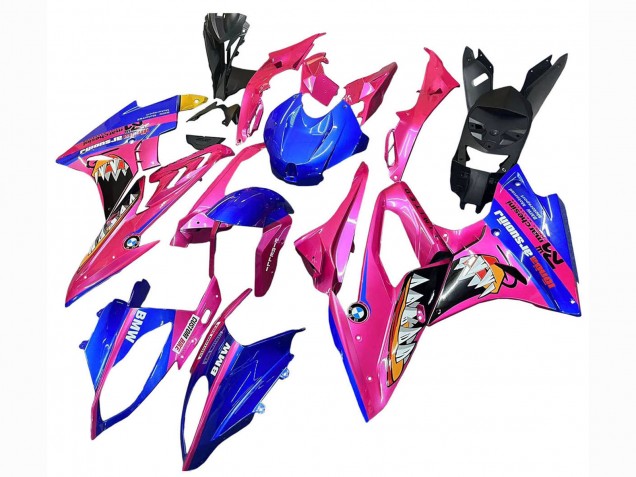 Preisgünstige BMW S1000RR Motorrad Verkleidung 2015-2016 - Rosa Blau Hai