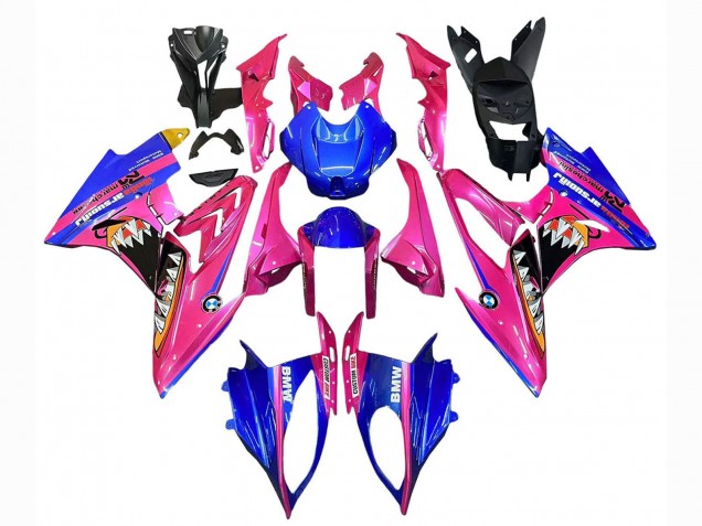 Preisgünstige BMW S1000RR Motorrad Verkleidung 2015-2016 - Rosa Blau Hai
