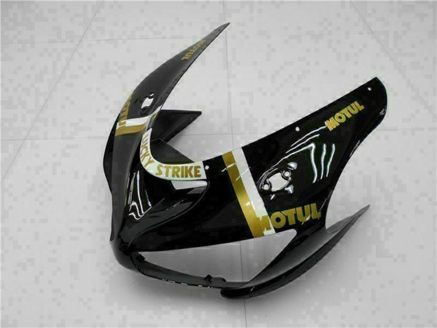 Preisgünstige Kawasaki ZX6R Motorrad Verkleidung 2005-2006 - Glanzendes Schwarz Weiss Gold Lucky Strike