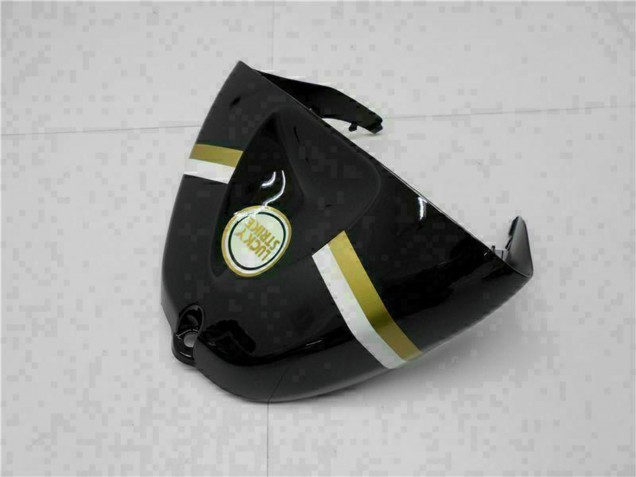Preisgünstige Kawasaki ZX6R Motorrad Verkleidung 2005-2006 - Glanzendes Schwarz Weiss Gold Lucky Strike