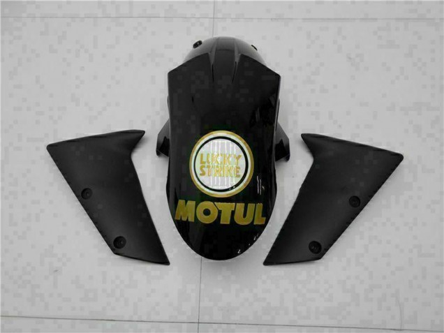 Preisgünstige Kawasaki ZX6R Motorrad Verkleidung 2005-2006 - Glanzendes Schwarz Weiss Gold Lucky Strike
