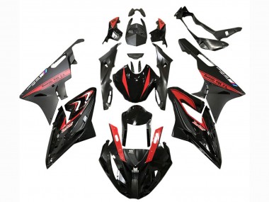 Preisgünstige BMW S1000RR Motorrad Verkleidung 2015-2016 - Rot Glanzendes Schwarz Matt Schwarz