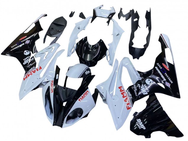 Preisgünstige BMW S1000RR Motorrad Verkleidung 2015-2016 - Weiss Glanzendes Schwarz Fiamm