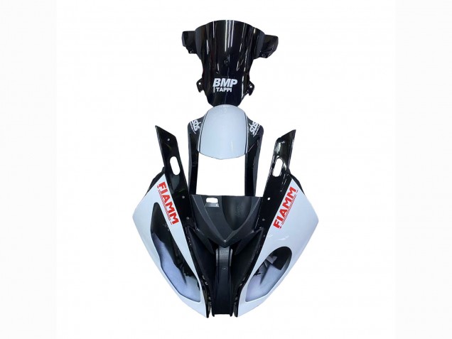 Preisgünstige BMW S1000RR Motorrad Verkleidung 2015-2016 - Weiss Glanzendes Schwarz Fiamm