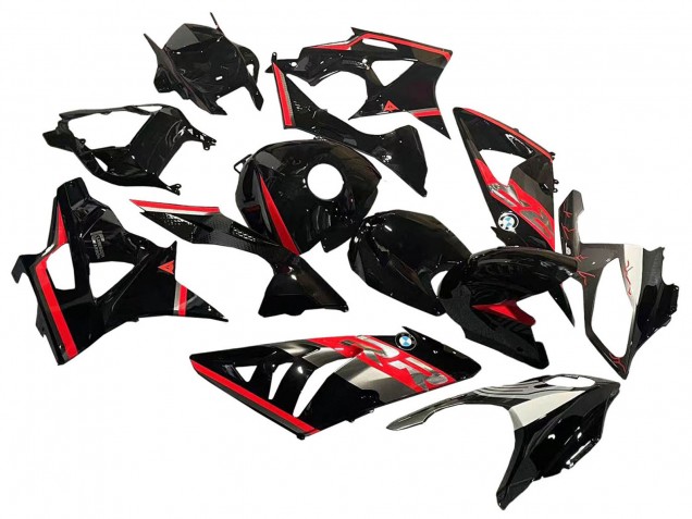 Preisgünstige BMW S1000RR Motorrad Verkleidung 2009-2014 - Rot Glanzendes Schwarz