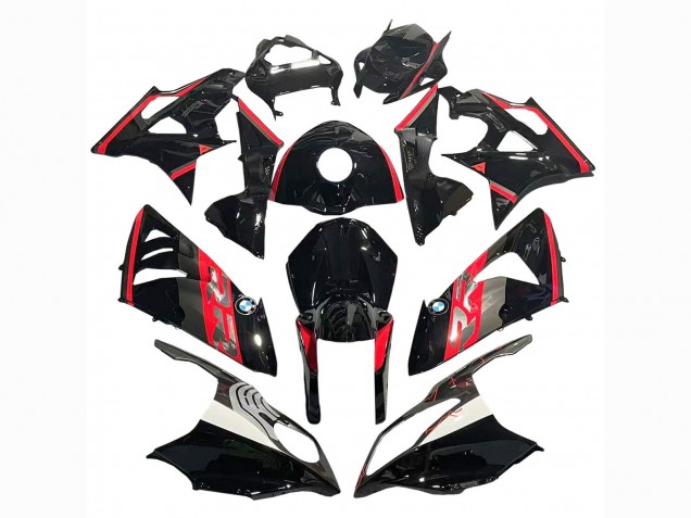 Preisgünstige BMW S1000RR Motorrad Verkleidung 2009-2014 - Rot Glanzendes Schwarz