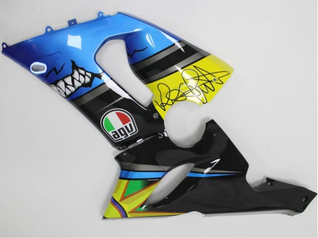 Preisgünstige Kawasaki ZX6R Motorrad Verkleidung 2005-2006 - Blau Gelb Schwarz Hai