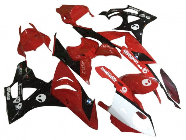 Preisgünstige BMW S1000RR Motorrad Verkleidung 2009-2014 - Rot Weiss Glanzendes Schwarz