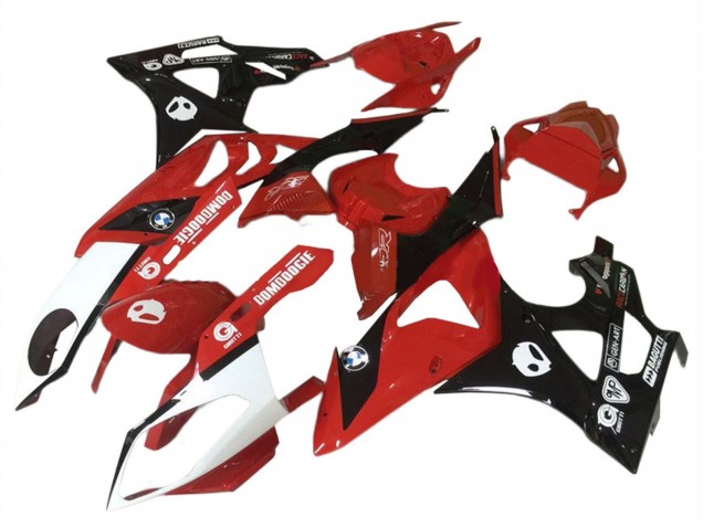 Preisgünstige BMW S1000RR Motorrad Verkleidung 2009-2014 - Rot Weiss Glanzendes Schwarz