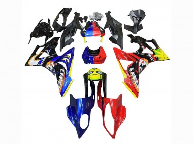 Preisgünstige BMW S1000RR Motorrad Verkleidung 2009-2014 - Rot Blau Gelb Hai
