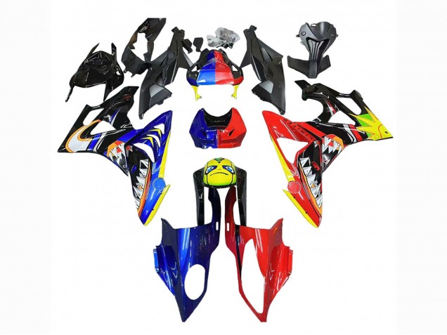 Preisgünstige BMW S1000RR Motorrad Verkleidung 2009-2014 - Rot Blau Gelb Hai