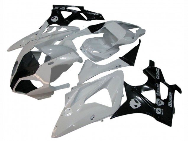 Preisgünstige BMW S1000RR Motorrad Verkleidung 2009-2014 - Weiss Glanzendes Schwarz