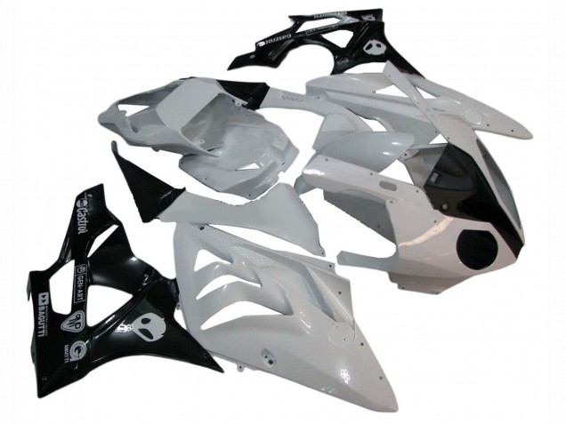 Preisgünstige BMW S1000RR Motorrad Verkleidung 2009-2014 - Weiss Glanzendes Schwarz