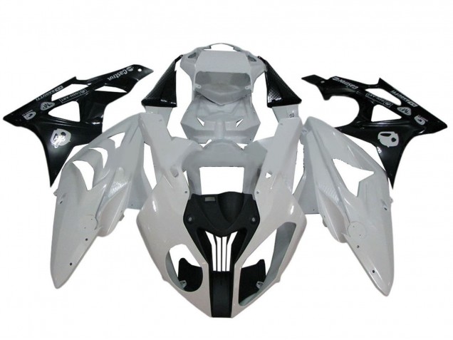 Preisgünstige BMW S1000RR Motorrad Verkleidung 2009-2014 - Weiss Glanzendes Schwarz