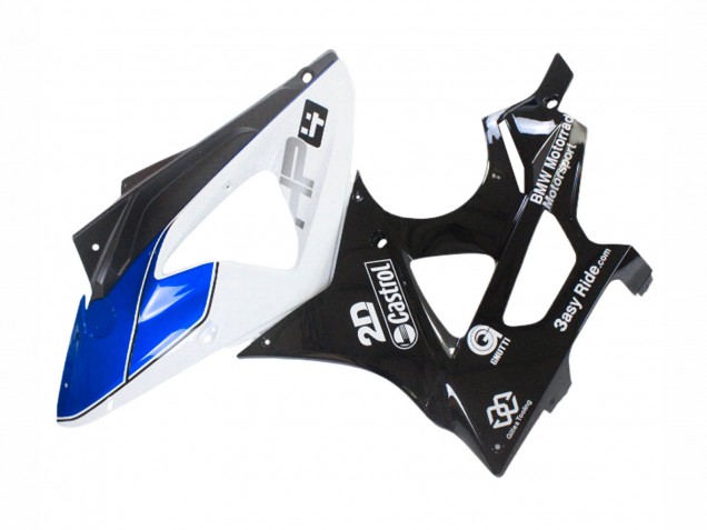 Preisgünstige BMW S1000RR Motorrad Verkleidung 2009-2014 - Weiss Blau Glanzendes Schwarz Castrol