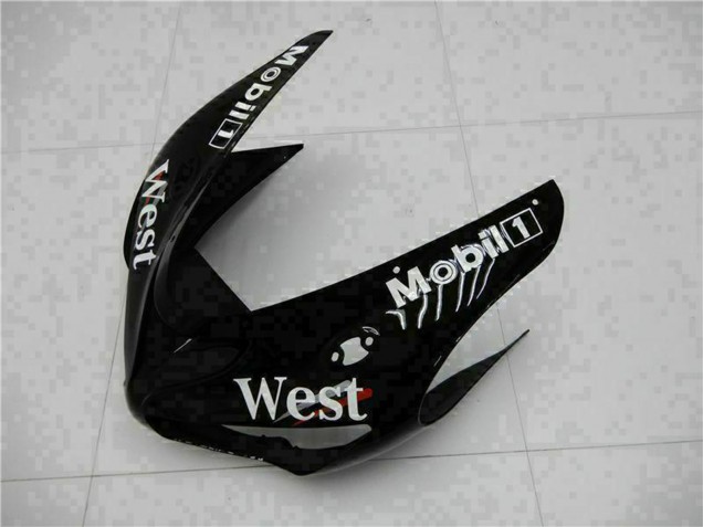 Preisgünstige Kawasaki ZX6R Motorrad Verkleidung 2005-2006 - Glanzendes Schwarz Weiss West