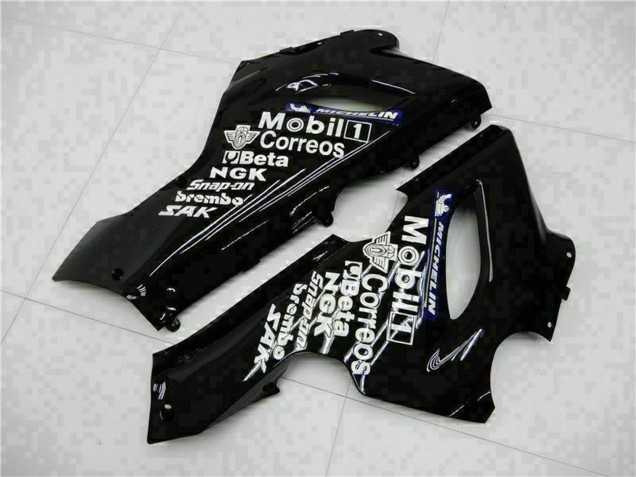 Preisgünstige Kawasaki ZX6R Motorrad Verkleidung 2005-2006 - Glanzendes Schwarz Weiss West