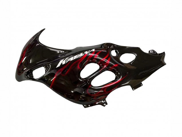 Preisgünstige Suzuki GSX600F/GSX750F Motorrad Verkleidung 2004-2006 - Glanzendes Schwarz Rot Flamme
