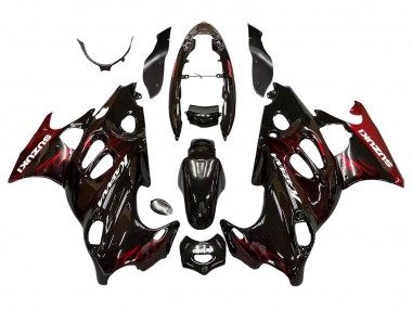 Preisgünstige Suzuki GSX600F/GSX750F Motorrad Verkleidung 2004-2006 - Glanzendes Schwarz Rot Flamme