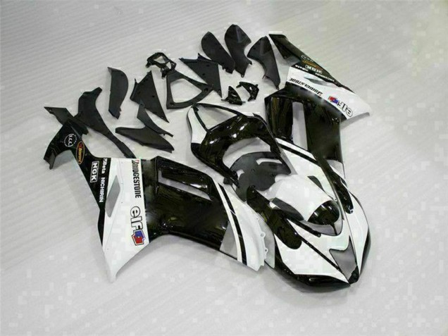 Preisgünstige Kawasaki ZX6R Motorrad Verkleidung 2007-2008 - Schwarz Weiss