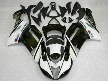 Preisgünstige Kawasaki ZX6R Motorrad Verkleidung 2007-2008 - Schwarz Weiss