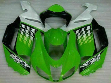 Preisgünstige Kawasaki ZX6R Motorrad Verkleidung 2007-2008 - Grun Weiss Ninja