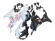 Preisgünstige Kawasaki ZX6R Motorrad Verkleidung 2023-2025 - Schwarz Weiss mit Blume