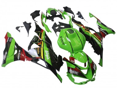 Preisgünstige Kawasaki ZX6R Motorrad Verkleidung 2023-2025 - Grun Schwarz Rot Gelb Dunlop