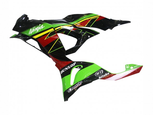 Preisgünstige Kawasaki ZX6R Motorrad Verkleidung 2023-2025 - Grun Schwarz Rot Gelb Dunlop