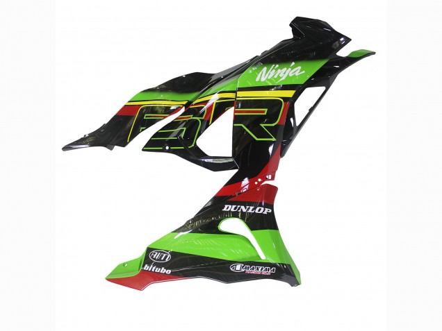 Preisgünstige Kawasaki ZX6R Motorrad Verkleidung 2023-2025 - Grun Schwarz Rot Gelb Dunlop