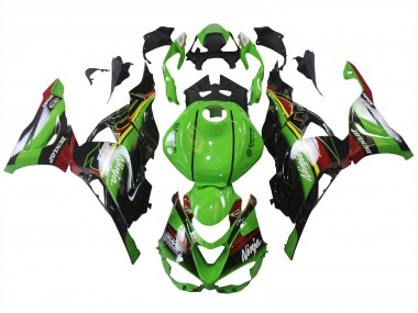 Preisgünstige Kawasaki ZX6R Motorrad Verkleidung 2023-2025 - Grun Schwarz Rot Gelb Dunlop