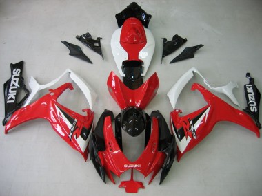 Preisgünstige Suzuki GSXR 600 / GSXR 750 Motorrad Verkleidung 2006-2007 - Weiss Rot Glanzendes Schwarz