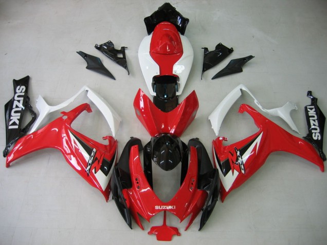 Preisgünstige Suzuki GSXR 600 / GSXR 750 Motorrad Verkleidung 2006-2007 - Weiss Rot Glanzendes Schwarz