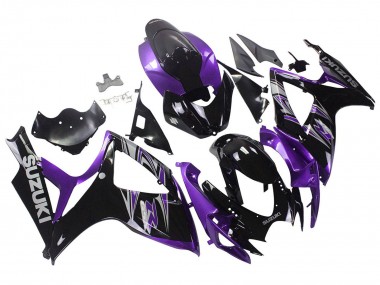 Preisgünstige Suzuki GSXR 600 / GSXR 750 Motorrad Verkleidung Kit 2006-2007 - Lila Glanzendes Schwarz