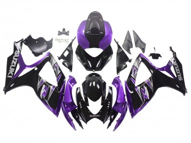 Preisgünstige Suzuki GSXR 600 / GSXR 750 Motorrad Verkleidung Kit 2006-2007 - Lila Glanzendes Schwarz