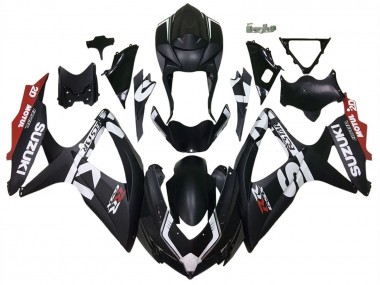 Preisgünstige Suzuki GSXR 600 / GSXR 750 Motorrad Verkleidung 2008-2010 - Matt Schwarz Rot Weiss