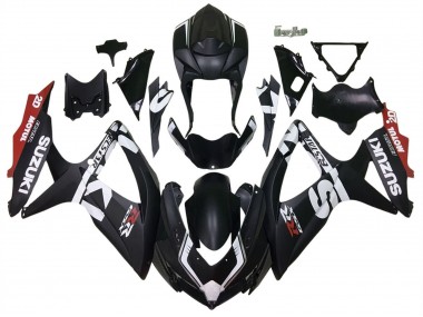 Preisgünstige Suzuki GSXR 600 / GSXR 750 Motorrad Verkleidung 2008-2010 - Matt Schwarz Rot Weiss