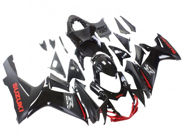 Preisgünstige Suzuki GSXR 600 / GSXR 750 Motorrad Verkleidung 2011-2024 - Schwarz Grau Rot Linie