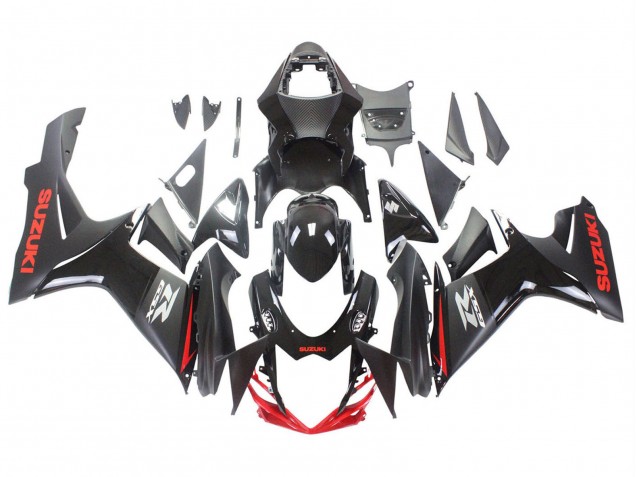 Preisgünstige Suzuki GSXR 600 / GSXR 750 Motorrad Verkleidung 2011-2024 - Schwarz Grau Rot Linie