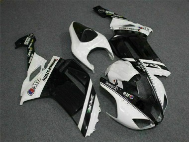 Preisgünstige Kawasaki ZX6R Motorrad Verkleidung 2007-2008 - Schwarz Weiss Elf