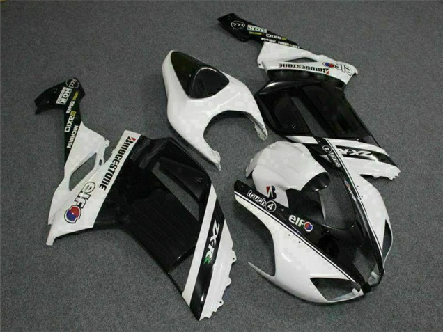 Preisgünstige Kawasaki ZX6R Motorrad Verkleidung 2007-2008 - Schwarz Weiss Elf