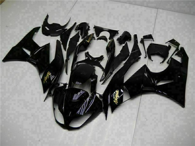 Preisgünstige Kawasaki ZX6R Motorrad Verkleidung 2009-2012 - Glanzendes Schwarz Gold Ninja