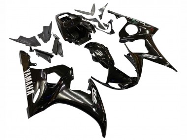 Preisgünstige Yamaha YZF R6 Motorrad Verkleidung 2003-2004 - Glanzendes Schwarz Weiss Aufkleber