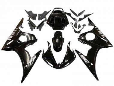 Preisgünstige Yamaha YZF R6 Motorrad Verkleidung 2003-2004 - Glanzendes Schwarz Weiss Aufkleber