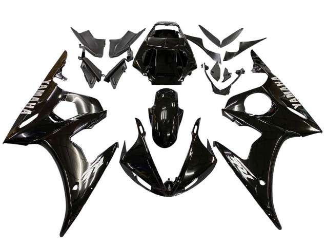 Preisgünstige Yamaha YZF R6 Motorrad Verkleidung 2003-2004 - Glanzendes Schwarz Weiss Aufkleber