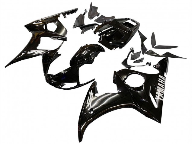 Preisgünstige Yamaha YZF R6S Motorrad Verkleidung 2006-2009 - Glanzendes Schwarz Weiss Aufkleber