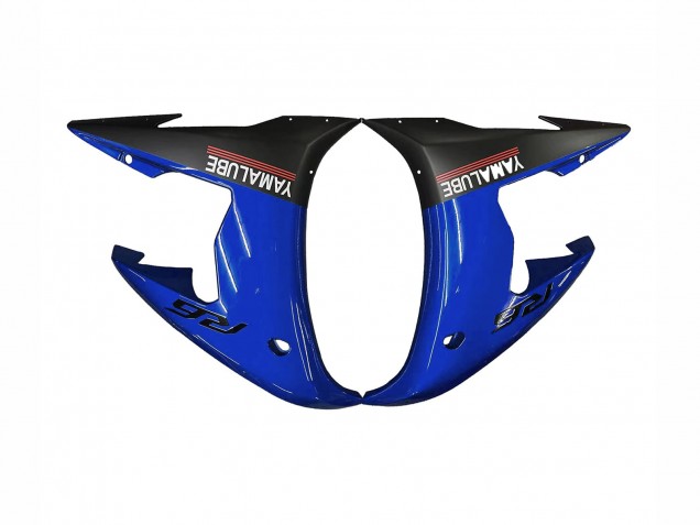 Preisgünstige Yamaha YZF R6 Motorrad Verkleidung 2003-2004 - Blau Weiss Glanzendes Schwarz Yamalube