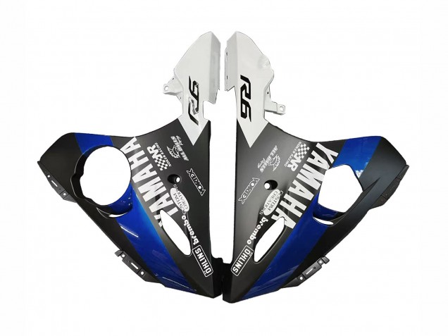 Preisgünstige Yamaha YZF R6S Motorrad Verkleidung 2006-2009 - Blau Weiss Glanzendes Schwarz Yamalube